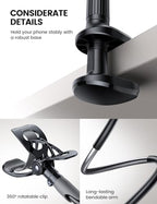 Lamicall Gooseneck Phone Holder for Bed - Cell Phone Mount Clamp Clip, Flexible Long Arm, Overhead Mount for Desk Headboard Bedside, Gifts for iPhone Air 17 Pro Max, 16 15 14 Pro Max and 4-7" Phone - color: Black