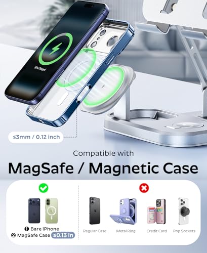 65W 5 in 1 Charging Station for Apple Multiple Devices, with 30W Fast Wired Charging Stand for iPad/Tab, Foldable Wireless Charger Design for Magsafe Charger for iPhone 17 16/Apple Watch/AirPods4