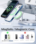 65W 5 in 1 Charging Station for Apple Multiple Devices, with 30W Fast Wired Charging Stand for iPad/Tab, Foldable Wireless Charger Design for Magsafe Charger for iPhone 17 16/Apple Watch/AirPods4