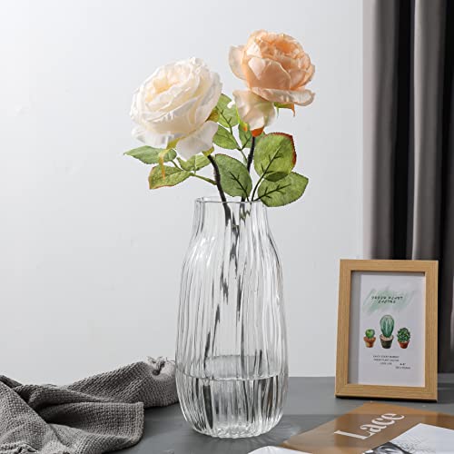 Clear Tall Vase,Large Clear Vases for Flowers,H-12.0" Simple Striped Design for Home Floor Decor,Farmhouse Decor, Centerpiece Coffee Table Decorations - color: Clear, size: H-12.0IN