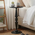 SwallowLiving Black Side Table, 25" Tall Small Round End Table for Small Spaces, Solid Pine Wood Pedestal Drink Table, Narrow Accent Table for Living Room, Bedroom & Entryway, Matte Black Finish - color: Black Spindle