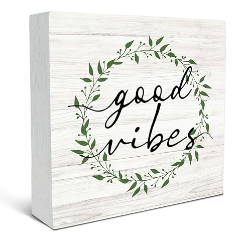 SRADMO Inspirational Botanical Eucalyptus Leaves Wood Box Sign Desk Decor, Wreaths Decor Eucalyptus Leaves Wooden Block Box Sign for Home Office Shelf Table Decorative Accessories - color: garland, size: 5″×5″