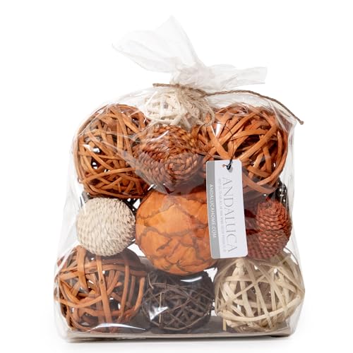 ANDALUCA Large Decorative Vase Filler Bag with Orbs, Balls (Burnt Orange) - color: Burnt Orange