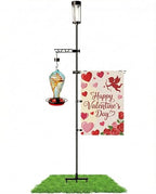 Garden Flag Stand with Solar Light for Outside 12 x 18 Inch Flags, Heavy Duty Aluminum Alloy Yard Flag Holder with Clip, Weatherproof Outdoor Flag Pole