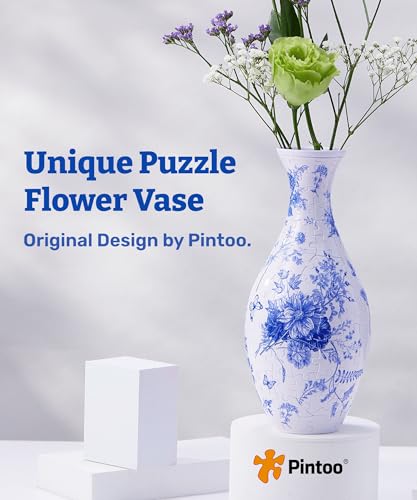 Pintoo 3D Puzzle Vase Unique Flower Vase Made by 160 Curved Plastic Puzzle Pieces House Warming Gift for Flower Arrangements and Home Decoration, for Mom [S1033] (Classic, Blooming Season) - color: Blooming Season, size: classic