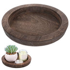 6.5 in Round Rustic Wood Tray for Decor Candle Holder Tray Wooden Serving Trayes for Coffee Table and Home Decor Small Serving Trays for Centerpiece Table Decorations Circle Dining Tables Trays