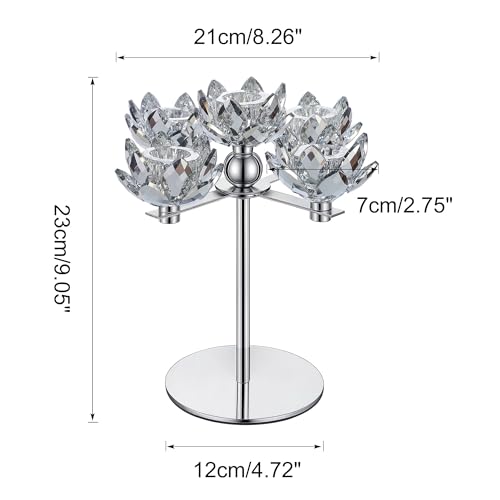 Crystal Candle Holders Lotus Candelabras Silver Arch Candlestick, Centerpiece Table, Home Hecor for Wedding, Dinning Room, Coffee Table, Kitchen, Living Room, Entryway (5 Arms, Taper Candle) - color: Silver, size: 5-Arm