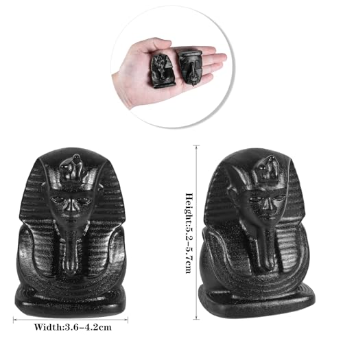 Nupuyai Hand Carved Egyptian Statue for Home Decor, Natural Black Obsidian Crystal Figurine Stone Sculpture Decoration for Fengshui - style: Egyptian