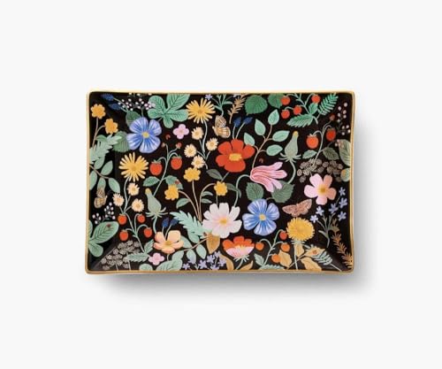 RIFLE PAPER CO. Strawberry Fields Catchall Tray, Jewelry and Trinket Organizer, Keep Valuables Secure, Protect Small Items, Minimize Loss, Organize Desk, Keep your Items in Sight, Cute and Fashionable - color: Strawberry Fields