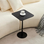Drink Table,Modern Small Side Table, Cocktail Table with Metal Square Top,Wood Grain Texture,Weighted Base for Living Room,Bedroom,Small Spaces,Black - color: Black-square