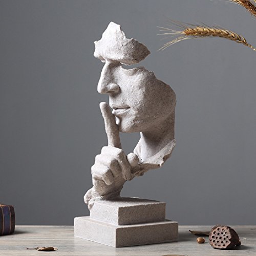 Creative Abstract The Thinker Statue Sandstone Face & Hand Statues and Sculptures Home & Office Desk Decoration (Sand Silence)