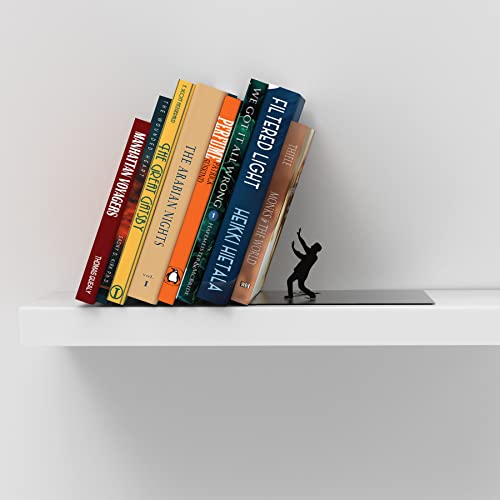 Artori Design Book Ends to Hold Books Heavy Duty - Hidden Metal Bookends for Shelves Desk or countertop - Bookend Book Holder for Home Decorative - Gift for Book Lovers and Home Decor (Falling) - color: C - Falling (Black)