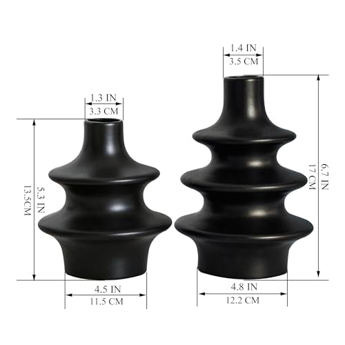Modern Ceramic Vase Set, Small Matte Black Vases for Home Decor, Minimalist Vase for Entryway, Living Room Decoration, Table Centerpieces - color: 5 Matte Black Vase