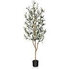 Kazeila Artificial Olive Tree 5FT Tall Faux Silk Plant for Home Office Decor Indoor Fake Potted Tree with Natural Wood Trunk and Lifelike Fruits - size: 5ft
