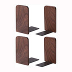 Muso Wood Book Ends for Shelves, Non-Slip Bookends, Heavy Duty Wooden Bookend Support for Books and Movies (Walnut 2 Pairs) - color: Walnut-2 Pairs