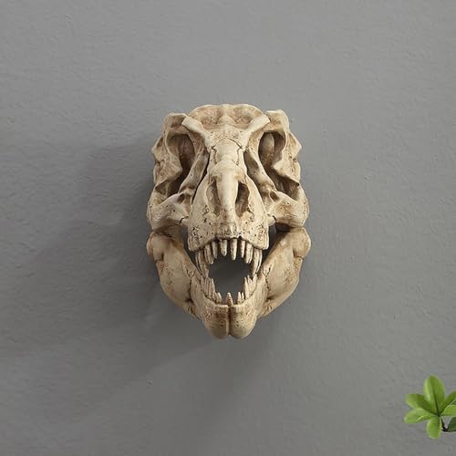 T-Rex Skull Wall Decor, Dinosaur Head Fossil Replica Wall Art, Realistic 3D Dinosaur Skull Wall Mount Sculpture for Living Room Bedroom Kids Room Home Bar Halloween Decor