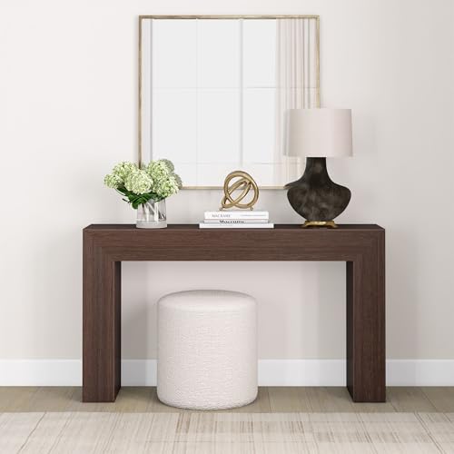 Plank+Beam Grand Console Table, 56 Inch Solid Wood Modern Sofa Table, Narrow Entryway Table for Hallway, Behind The Couch, Living Room, Foyer, Walnut Wirebrush - color: Walnut Wirebrush, size: 56 Inch