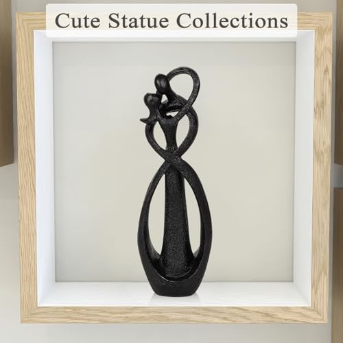 Trycooling Kissing Lovers Statue Abstract Sculpture Resin Statues for Home Decor Modern Home Office Desktop Shelf Bookshelf Decor (Black, Small) - color: Black, size: Small