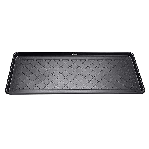 Extra Large All-Weather Boot Tray 40x20 in, Waterproof Shoe Mat with 1.25 in Raised Edge, Recycled Polypropylene Floor Protector for Entryway and Mudroom, Black - style: Black
