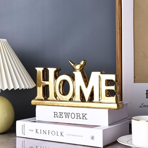 XMGZQ Love Sign Decoration,Gold Love Signs for Home Decor Statue,Gold Bird Sculpture Personalized Love Decor,Gold Style Figurine Decorative Ornaments for Living Room,Bedroom,Desktop (2 Pcs, Gold) - color: Gold, style: 2 Pcs