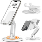 COOPER 360° Stand, [Gift Family Pack], Rotating Cell Phone Stand for Desk, Cell Phone Holder for Desk, iPhone Stand Holder, Sturdy Metal Base, Fits Samsung, Android Smartphones, (Black White, 2-Pack) - color: x2 Pack - White/Black