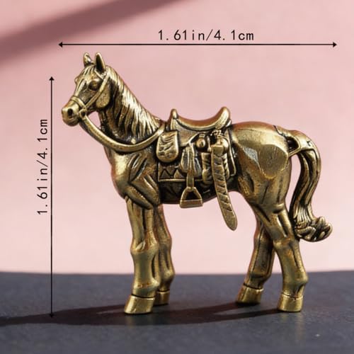 Vintage Mini Horse Brass Figurine Cute 3D Aminal Statues for Home Office Table Desk Mantle Decor Tea Pet Decoration Funny Gifts for Women Men Friend (HTBJ3608) - color: Fdjlcs3608