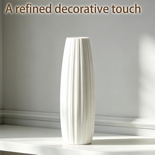 12 Inch White Vase Ceramic Flower Vase, Tall Vases for Pampas Grass, Home Decor, Modern Textured Vases for Living Room Decorations,Table Centerpieces,Shelf,Farmhouse Small Ceramic Vase - style: Shape 7