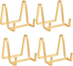 Plate Holder Easel Display Stand - 3 inch Metal Plate Stands for Display - Tabletop Picture Stand - Gold Iron Easels for Display Pictures | Photo Frames | Book | Decorative Plates | Plaque - 4 Pack - size: 3 inch-4