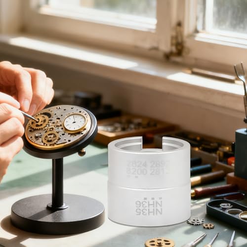 Watch Movement Holder, Double-Sided Repair Mount, Small Size Clock Stand Lightweight Travel, Metal Material Sturdy Stable Design, Watch Accessory Professional Collectible Display - color: Silver