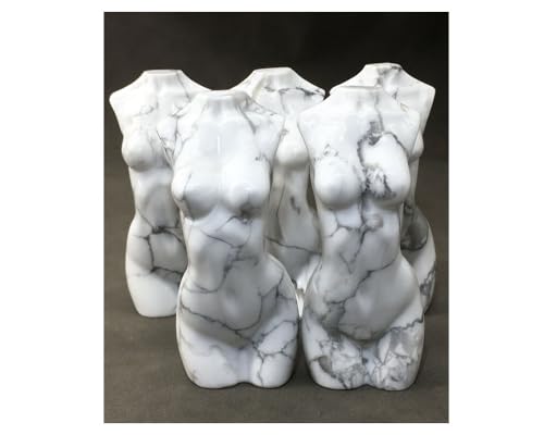 Natural White Turquoise Crystal Female Model Figurine Hand Carved Body Sculpture Statue Gemstone Small Figurine Reiki 3 Inch Home Office Decor Ornaments 100-150 Grams - color: White Turquoise