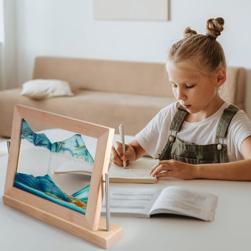 Bochino Moving Sand Art Picture Dynamic Sand Picture 3D Sand Art Frame Sandscape Moving Sand Picture for Home & Office Décor - color: Sky Blue