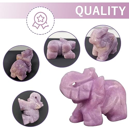 QINJIEJIE Lepidolite Crystals Elephant Decor Cute Desk Stones Figurine Natural Gemstones Decoration Home Room Office Pocket Hippie Statue Meditation Spiritual Gem Stocking Stuffers Gift for Women - color: Lepidolite