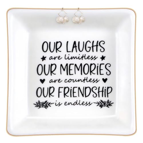Our Friendship Is Endless Jewelry Dish Tray Ceramic Trinket Dish For Women Retirement Gift For Woman Willow Tree Friendship Graduation Gifts For Her - style: Our friendship is endless
