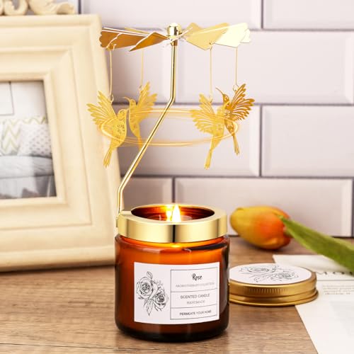 Rotatable Rose Scented Candle Gifts, Hummingbird Gifts for Women - color: Rose-Hummingbird