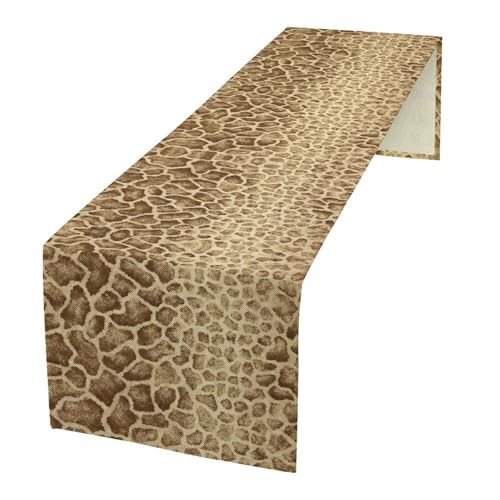 Retro Snake Pattern Table Runner African Natural Grassland Scenery Tablerunner for Kitchen Cafe Dining End Table Sofa Holiday Wedding Home Decor 13x36in - color: Fur-11, size: 13x36in