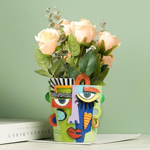 Mint Green Abstract Face Planter Pot/Picasso Flower Pot, Unique Head Planters for Indoor Plants, Abstract Face Decor, Picasso Pots for Home Decor (Large) - size: Large