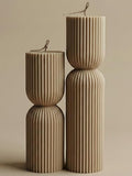 LAWA Hourglass Pillar Candle - Large Beautiful Handmade Pillar Scented Soy Wax Candle Elegant Bubble Aesthetic Candle Housewarming Gift Home Room Shelf Decor Idea Sandstone (Set of 2) - color: Sandstone