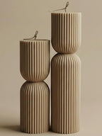 LAWA Hourglass Pillar Candle - Large Beautiful Handmade Pillar Scented Soy Wax Candle Elegant Bubble Aesthetic Candle Housewarming Gift Home Room Shelf Decor Idea Sandstone (Set of 2) - color: Sandstone