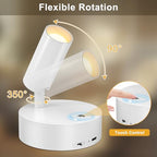 Kimjo Spot Lights Indoor, 4000mAh Rechargeable Plant Spotlight Indoor with Remote, Battery Operated Picture Lights with Timer Dimmable, Uplighting for Wall Art Display - color: White