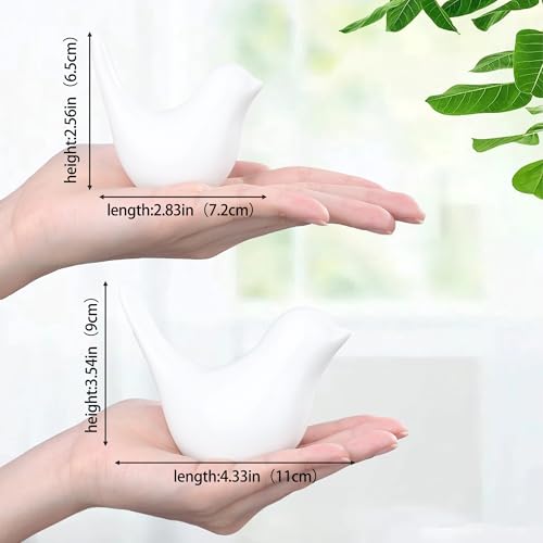 Small Birds Statues White Home Wall Decor Modern Style Bird Animal Figurines Decorative Ornaments for Shelf, Living Room, Bedroom, Knick Knacks, Office Desktop, Cabinets(White Birds 2Pcs) - color: White