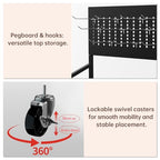 4-Tier Metal Display Rack Large Snack Shelving Unit with Hanging Panels and 12 Hooks 4 Casters for Easy Mobility Freestanding Display Unit Ideal for Supermarkets and Retail Stores (55H*23.68W*10.4D) - size: 55H*23.68W*10.4D