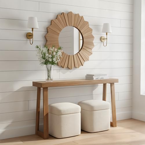 Plank+Beam Solid Wood Console Table, 56 Inch, Sofa Table, Narrow Entryway Table for Hallway, Behind The Couch, Living Room, Foyer, Easy Assembly, Pecan - color: Pecan, size: 56" Console Table