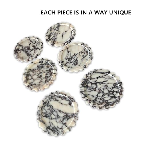 11" Round Marble Tray with Scalloped Edge, Calacatta Viola Marble Decorative Tray for Coffee Table - color: Calacatta Viola