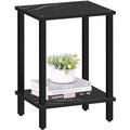 TUTOTAK End Table, Side Table, Nightstand, 2-Tier Storage Shelf, Sofa Side Table for Small Space, Living Room, Bed Room TB01BMK034 - color: Marble Black