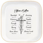 God Says You Are - Christian Bible Verse Jewelry Dish Trinket Tray - Unique Ceramic Ring Jewelry Tray for Women (You Are Beautiful) - style: You Are Beautiful