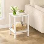 TUTOTAK End Table, Side Table, Nightstand, 2-Tier Storage Shelf, Sofa Side Table for Small Space, Living Room, Bed Room V1TB01BW034 - color: Pure White