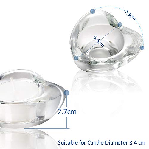 Blue Tealight Candle Holders - Set of 12, Heart-Shaped Chunky Glass Candle Holder, 2.9" Diameter - CH02 - Water Blue - color: Water Blue