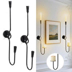 GAKA Large(27 inch) Wall Sconce Candle Holder Set of 2,2 Arm Iron Wall Mount Candle Holder Decorative,Black