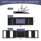 Foldable Bathtub Caddy Tray, Bamboo Bath Tub Tray Table for Tub with Wine Glass Holder Book Phone Tablet Holder with Extending Sides, Adjustable Bathroom Bathtub Free Soap Holder Gift Idea (Black) - color: Black