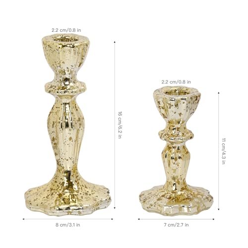 Candlestick Holders Set of 3, Gold Glass Mercury Candle Holders for Candlesticks, Table Centerpiece, Home Decor, Wedding, Birthday, Party, Christmas - color: Gold